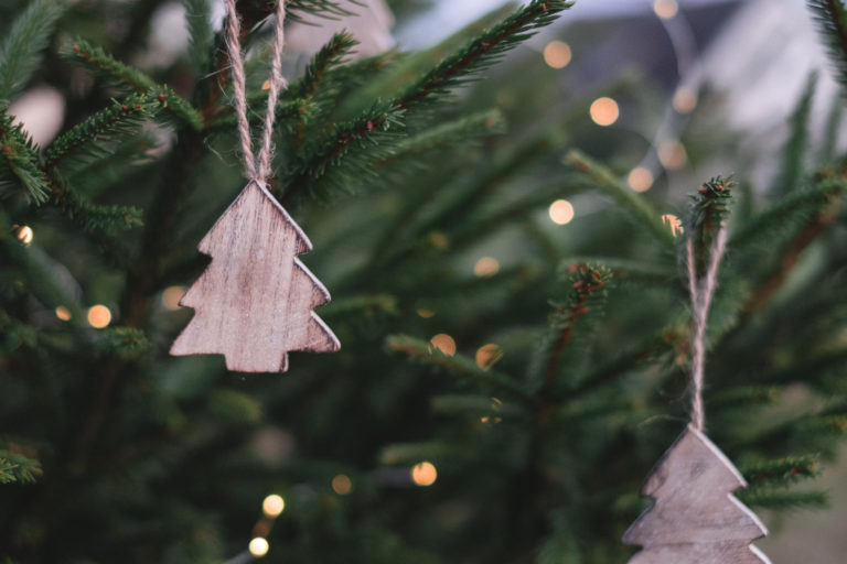 Christmas ornaments on christmas tree