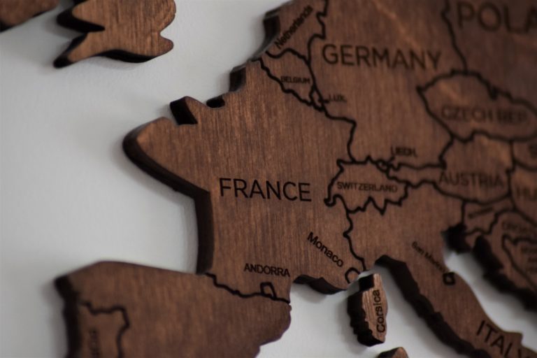 Close up photo of wooden jigsaw map